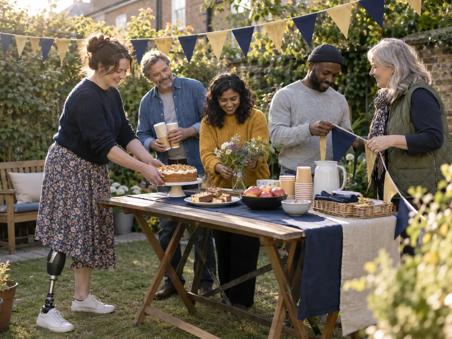 Illustration of a community group organising a small fundraising gathering.